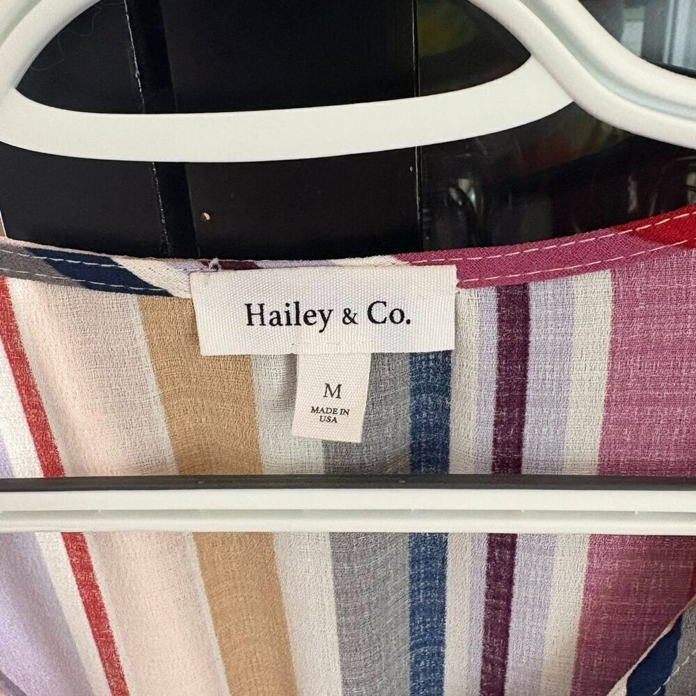 π Hailey & Co. Retro Striped Tied Midi Multi-Striped Dress with Pockets Medium - Picture 5 of 9
